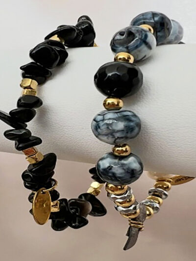 Pulsera obsidiana y ágata negra