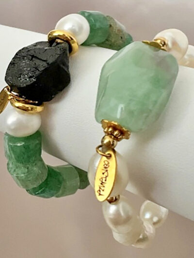 Pulsera cuarzo cherry, perla y turmalina
