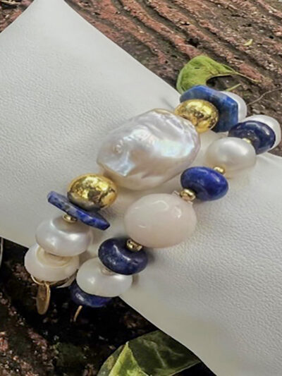 Pulsera lapislázuli y perlas