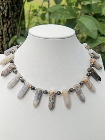 Collar Ágata Marmoleada Picos