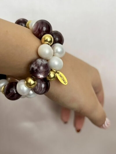 Pulsera perla y lepidolita